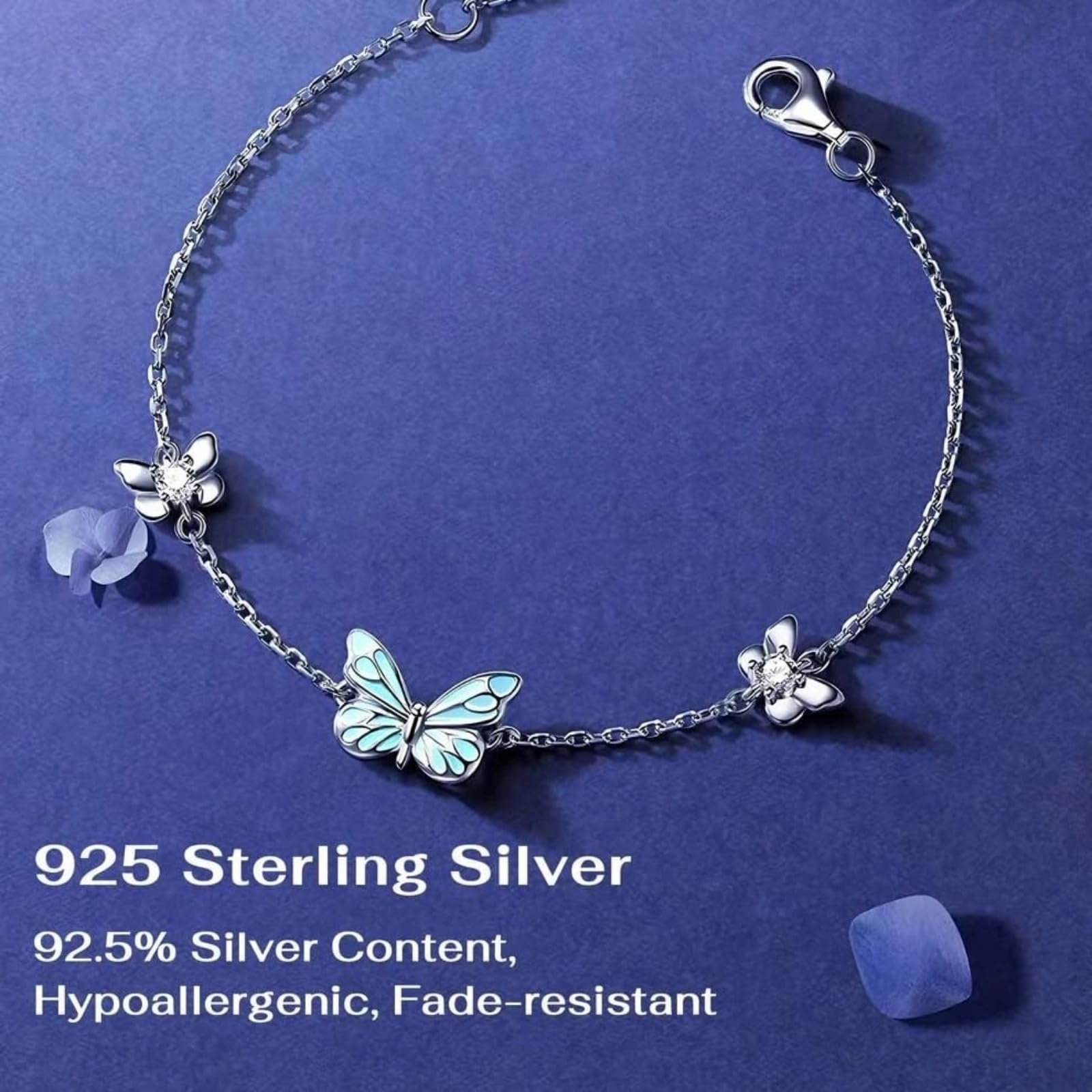 Pulsera luminosa de plata de ley 925, ajustable, hipoalergénica, resistente a la decoloración, brilla en la oscuridad, regalo para mujer