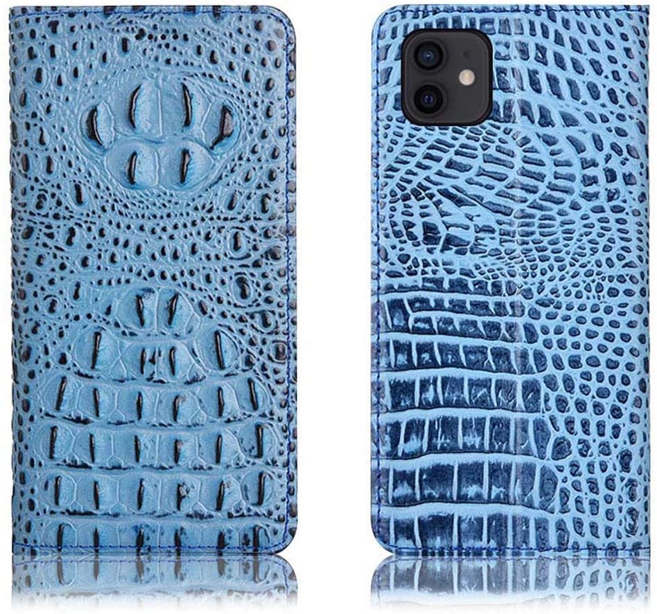 Étui cuir iPhone 12 KANUZ anti-rayure avec clapet magnétique bleu