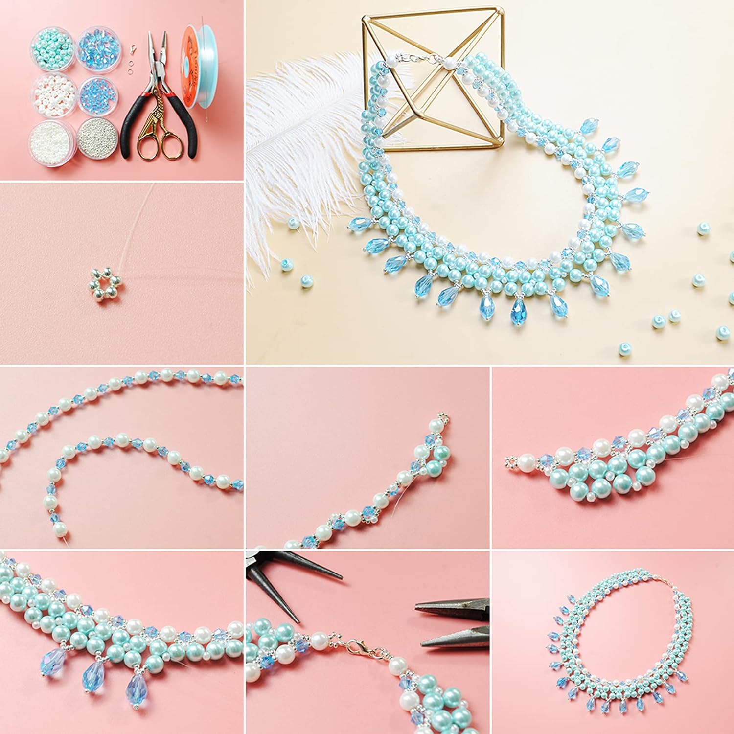 Craftdady 50Pcs Teardrop Glass Beads Faceted Mixed Colors Lustered Drop Spacer Loose Beads 8x13mm Briolette Top Drilled for Jewelry Craft Making - Image 8