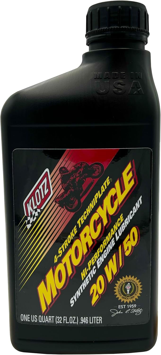 Klotz Motorcycle TechniPlate with Integrated Transmission, Hi-Performance Synthetic Motor Oil Lubricant for 4-Stroke Engines (10W-30)