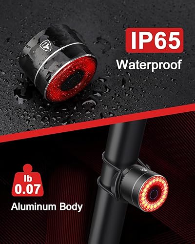 Miniatura 6 de Juego de luces traseras para bicicleta y bolsa de sillín  Luz trasera LED recargable con detección de freno con encendidoapagado automático, bolsa