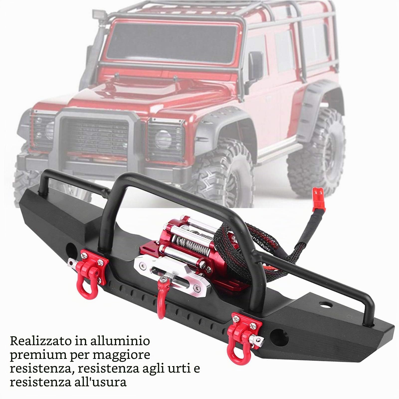 Akozon Paraurti Anteriore RC, Lega di Alluminio con verricello per -4 Parte di aggiornamento del cingolo per Auto Accessorio di Design Classico in Metallo Pesante di Grandi