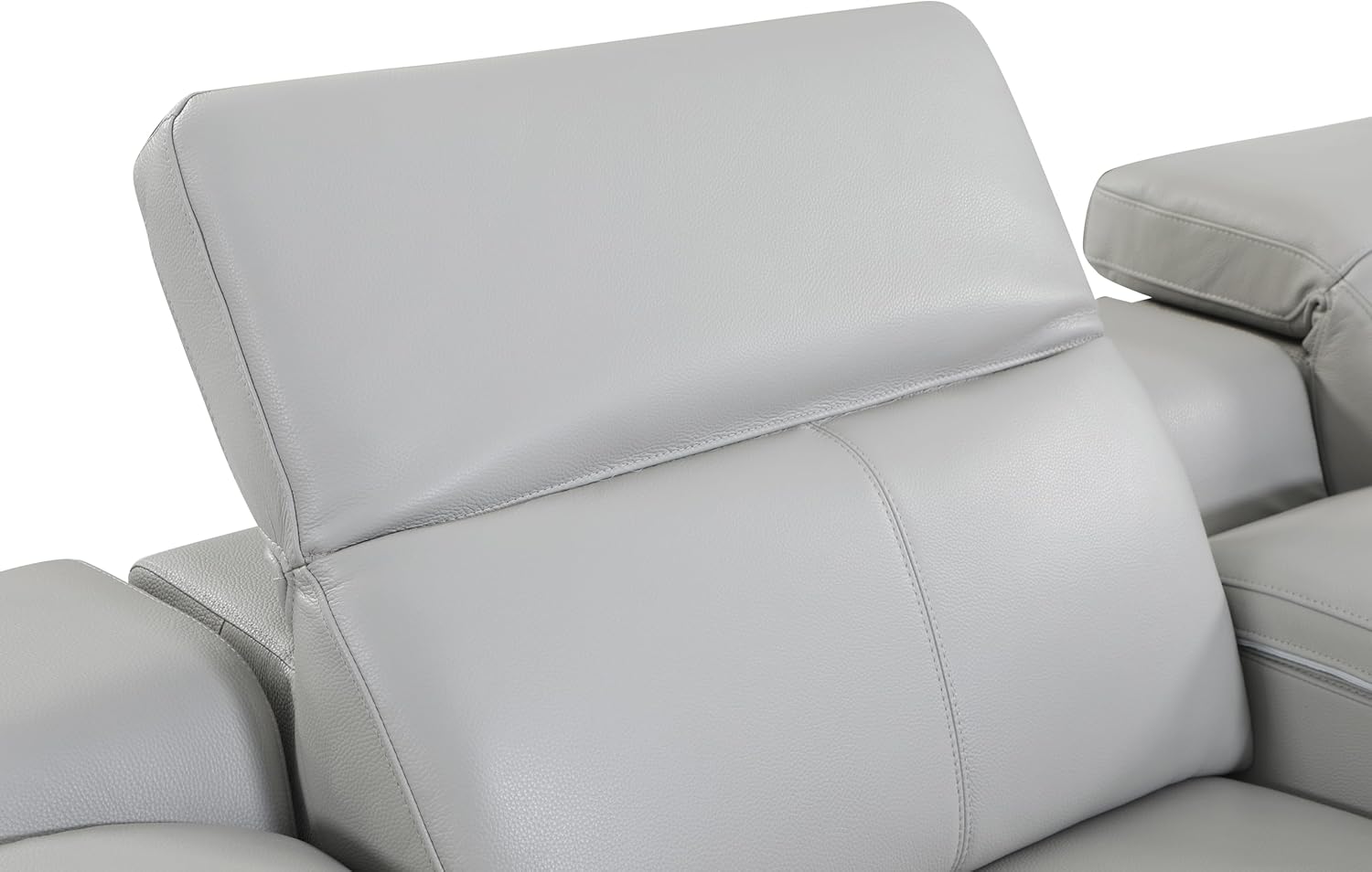 Blackjack Furniture Venice Top Grain Italian Leather Power Recliner Chair with Adjustable Headrest Modern Luxury Seating for Living Room Lounge, Light Grey