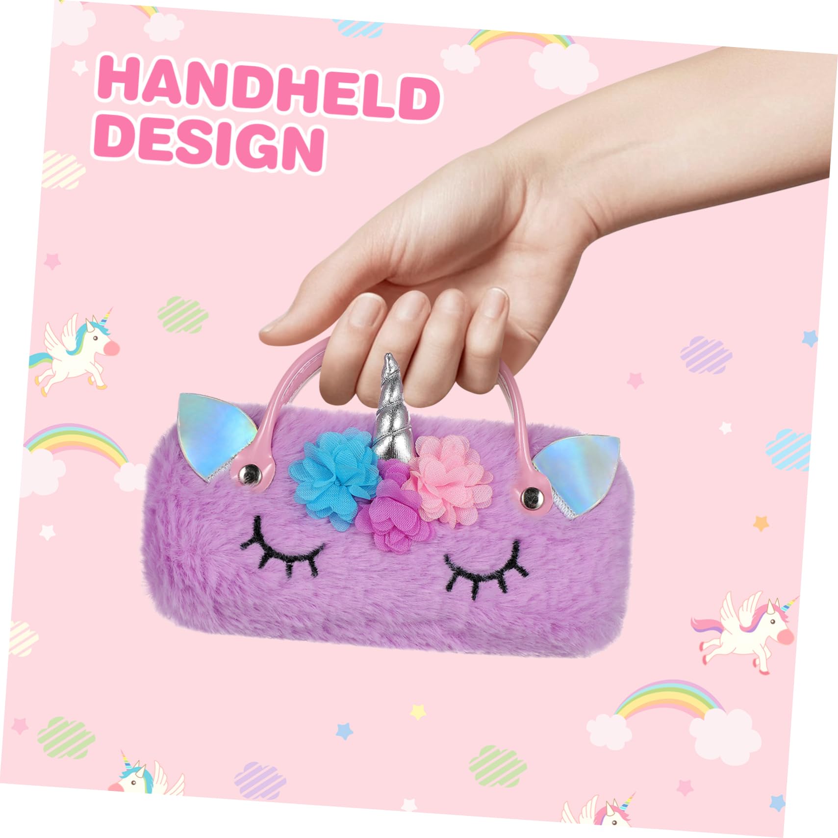 COLLBATH Custodia per Occhiali Unicorno in Microfibra Pu, 2 Pezzi | Portatile per Occhiali da Lettura e Sole, Uso Quotidiano e Viaggio, Semplice e Fashion