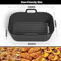 Vista 2 de Paquete de 2 forros de silicona para freidora de aire, reutilizables, compatibles con Ninja Foodi DZ201, DZ401, DZ550, DZ302, COSORI 9QT, Chefman