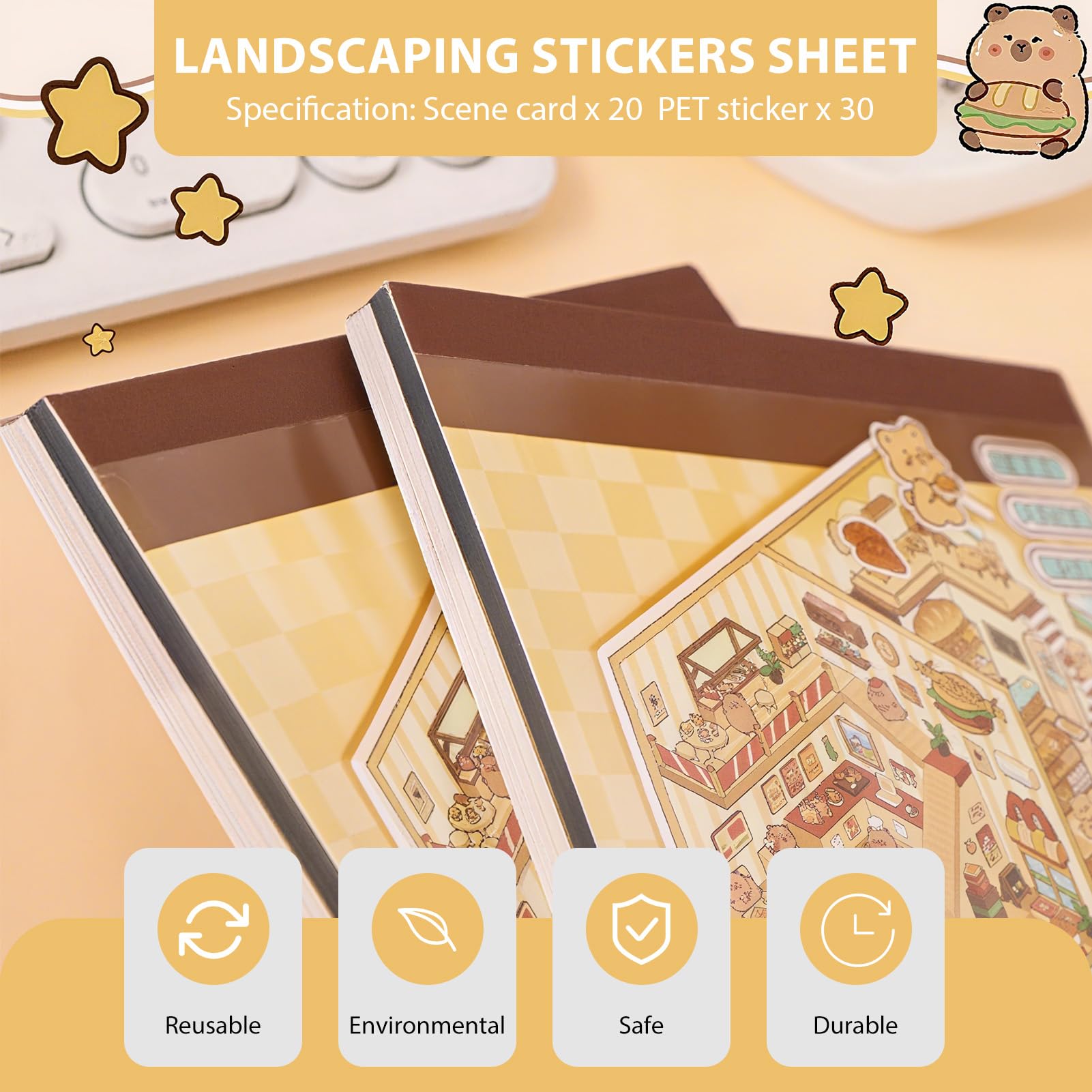 Creative Scene Sticker Book with 20 Miniature 3D Sticker Scenes and Tweezer - Image 4