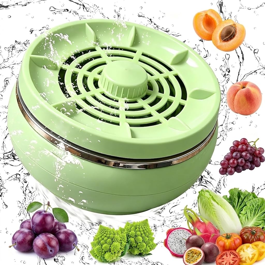 Multifunktions Obst und Gemüsereiniger, Reinigungsgadget mit Titanium Elektrolysetechnologie, 4 intelligente Modi Fruchtreiniger für Zuhause, Camping, Reisen (Grün)
