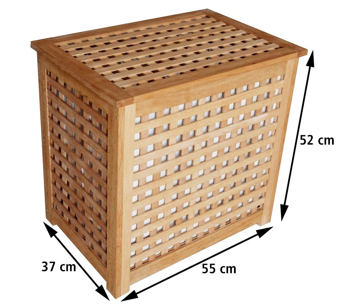 Primaster Wäschebox Buche mit Innensack 55 x 37 x 52 cm Wäschekorb Wäschesammler