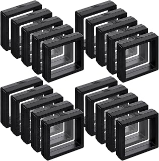 60 Pcs 3D Floating Display Case, Coin Display Case Black, 2.8 x 2.8 x 0.8 Inch Coin Frame Display-Holder Stands 3D Floating Jewelry Frame for Jewelry Shells Specimen Pins