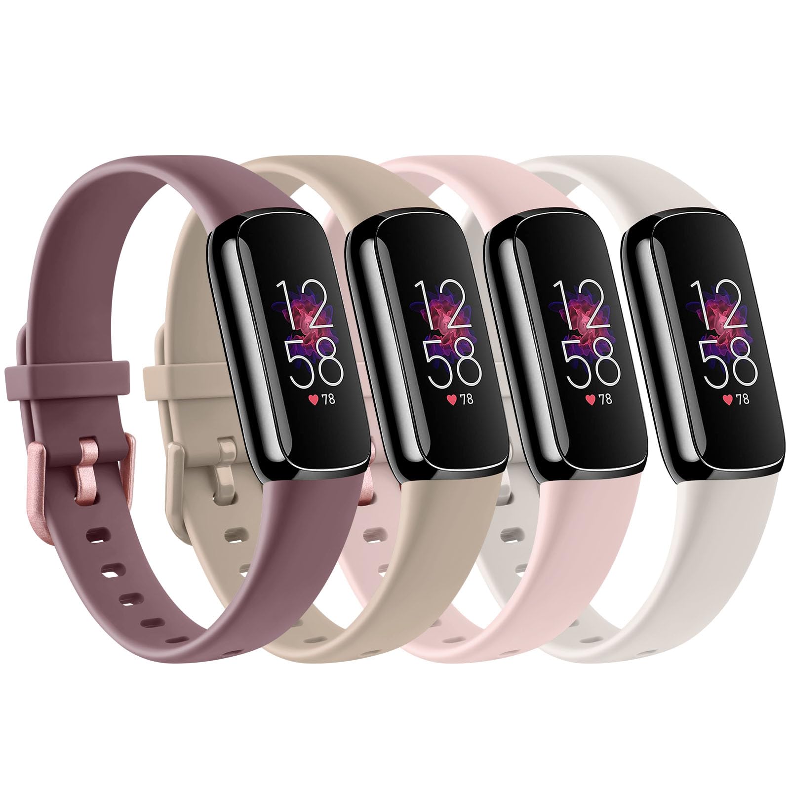 4 PACK Sport Bands Compatible with Fitbit Luxe Bands for Women Men, Soft Silicone Replacement Sport Straps Wristbands for Fitbit Luxe Fitness and Wellness Tracker-image-13