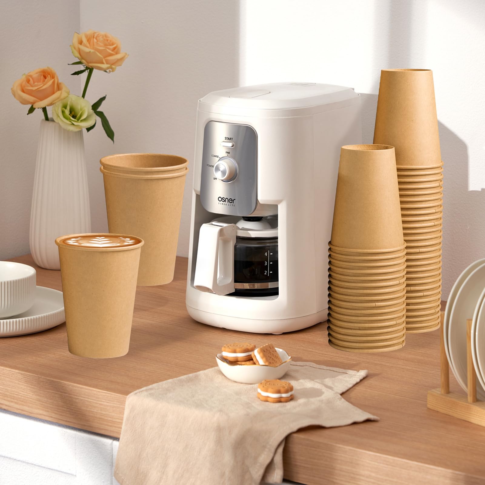 Clawsoff 180 Pack 12 oz Coffee Cups Brown Kraft Disposable Hot Paper Cups — Amazon image 5