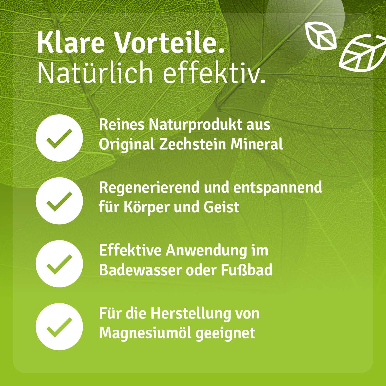 Casida Magnesiumchlorid Vitalbad 1000 g - Original Zechstein Magnesium Flakes, Flocken - rein natürliches Magnesiumchlorid Hexahydrat für Vollbad und Fußbad - auch für Herstellung Magnesiumöl