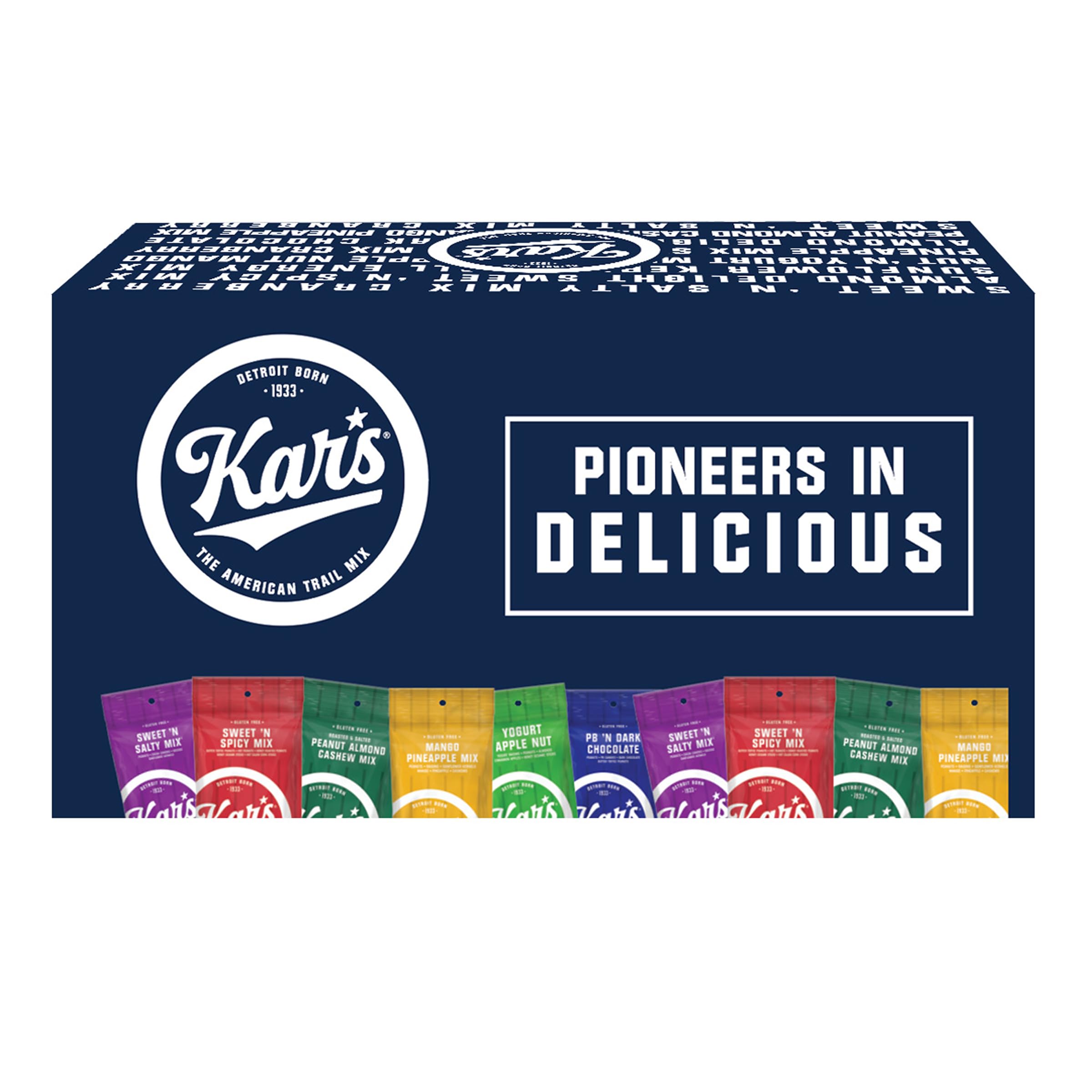 Kar’s Nuts Sweet ‘N Salty Trail Mix Variety Pack, Pack of 24 – Sweet ‘N Salty, Sweet ‘N Spicy, Peanut Butter ‘N Dark Chocolate – Individually Wrapped, Gluten-Free Snack Mix