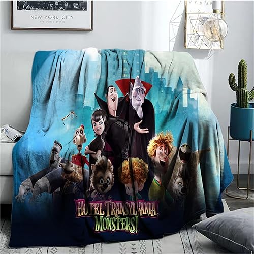 BY-CAN Hotel Transylvania - Manta de forro polar mullido para cama, sofá, manta de viaje de microfibra, cálida y acogedora manta de franela para