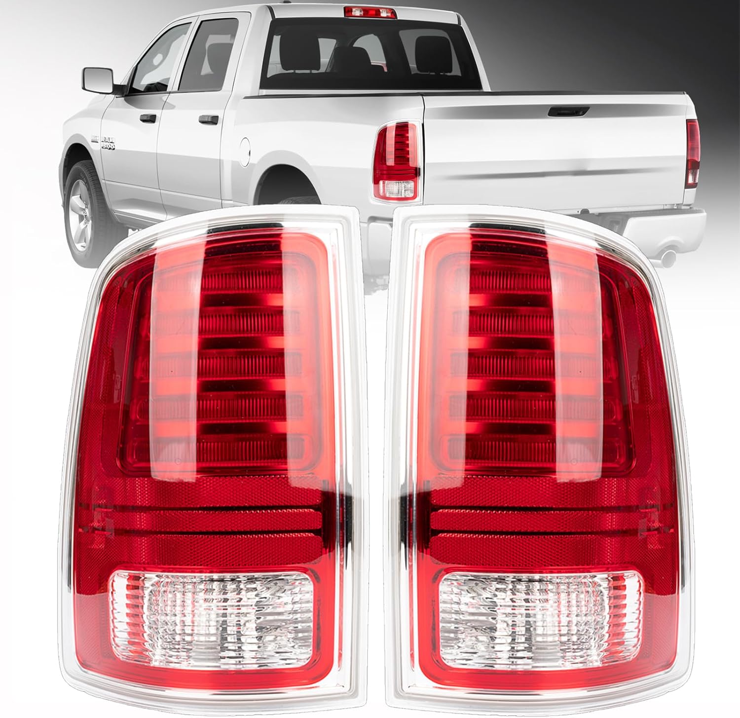 Tail Light Compatible With 2013-2018 Dodge Ram 1500 2500/2014-2018 Dodge Ram 3500 Driver and Passenger Side LED Rear Brake Lamps Replace# 68093081AC, 68093081AB