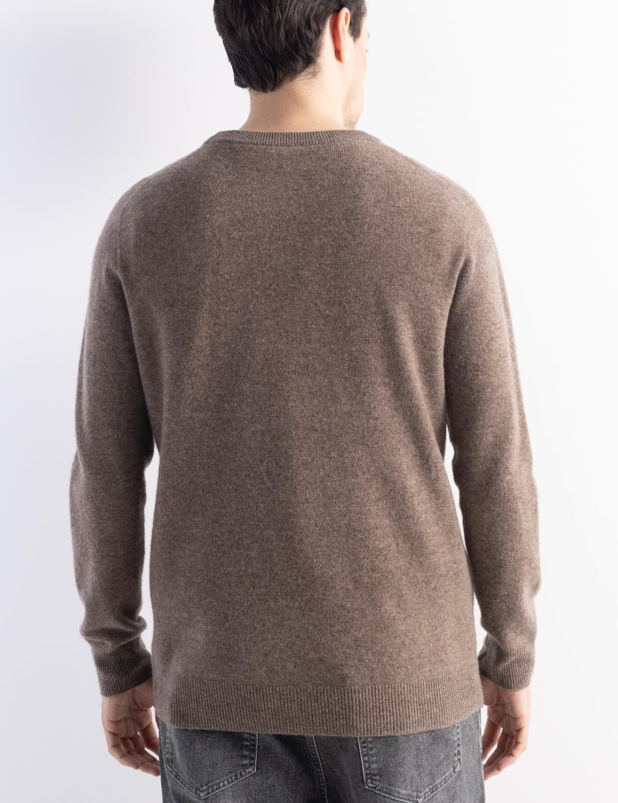 Chanyarn Herren 100% Merinowolle Pullover First-Line Tragefertig Rundhalsausschnitt Lange Ärmel Nahtloser Strickpullover