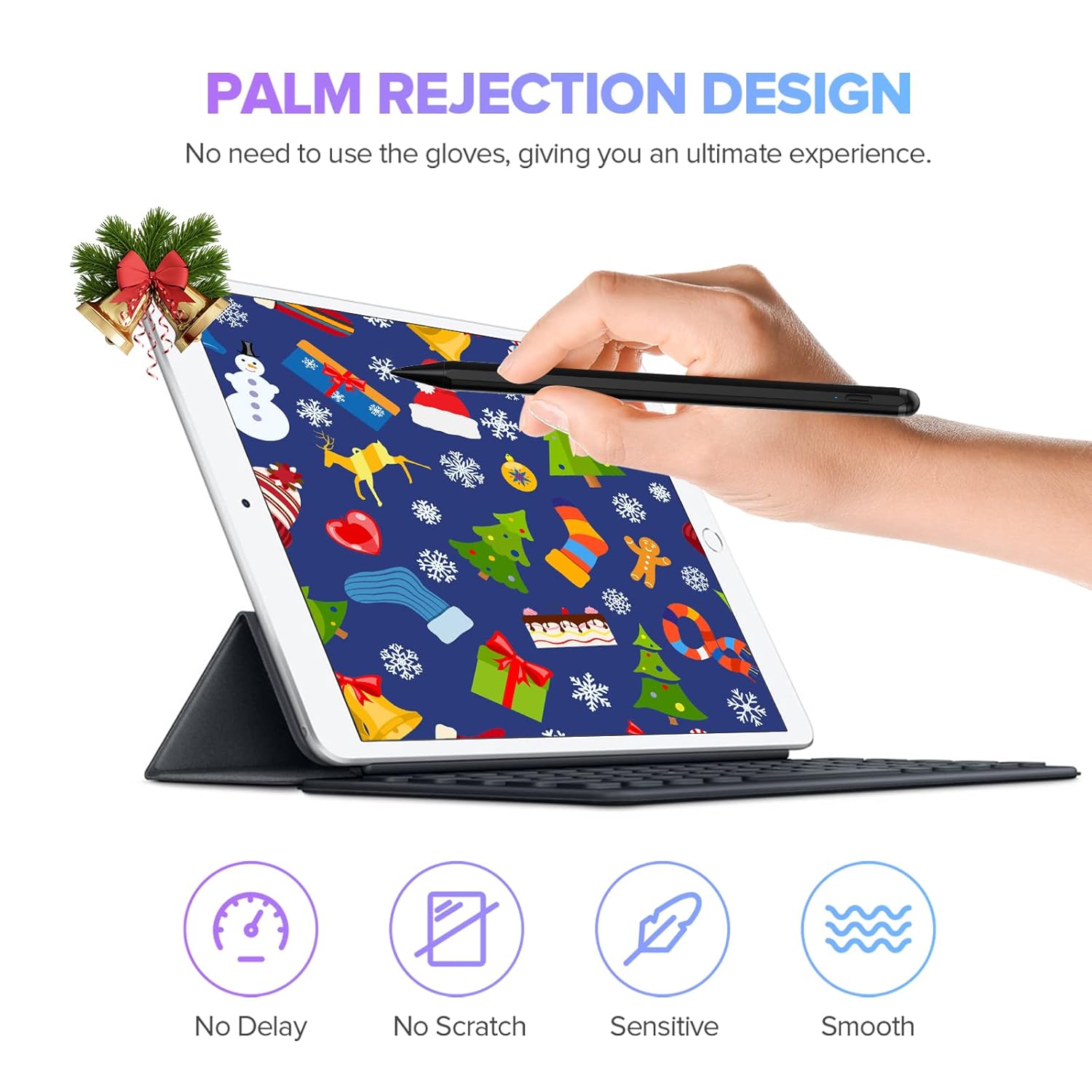 Stylus Pen 2X Fast Charge Active Pencil Compatible with 2018-2025 Apple iPad Pro 11"/12.9"/M4, iPad Air 3/4/5/M2/M3, iPad 6-11, iPad mini 5/6 Gen-Black - Image 3