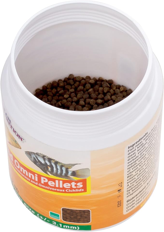 Ocean Nutrition Fish Food - Cichlid Pellets, High Protein (41%) Soft Moist Sinking Pellets for Omnivorous Predatory Cichlids - Enhances Color & Growth, 7 oz (200 g), Medium Pellet