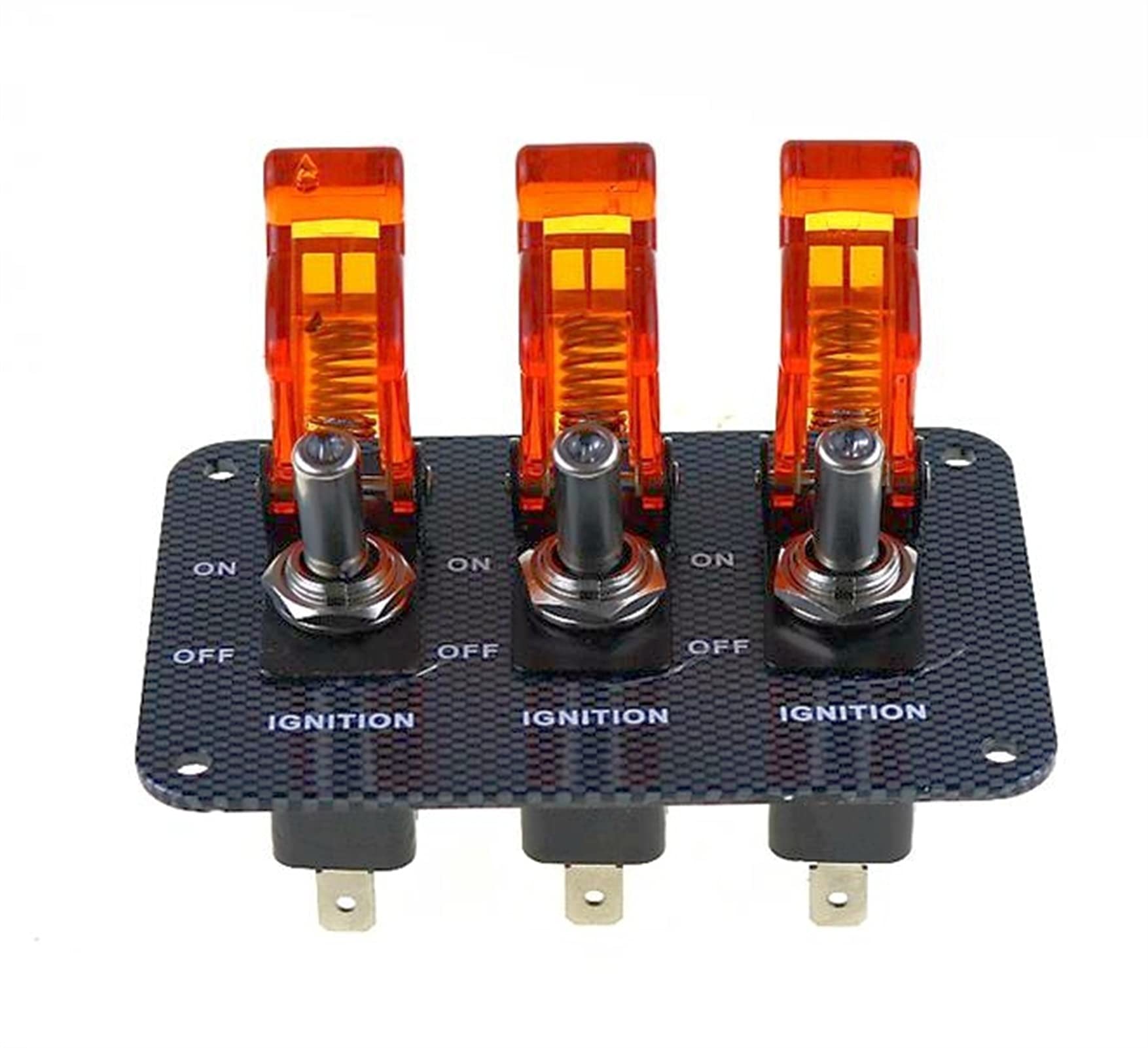 Kippschalter Gelb DC12V-20A LED-Anzeigeschalter Kombinationsschalter Carbonfaser-Oberflächenscheibe