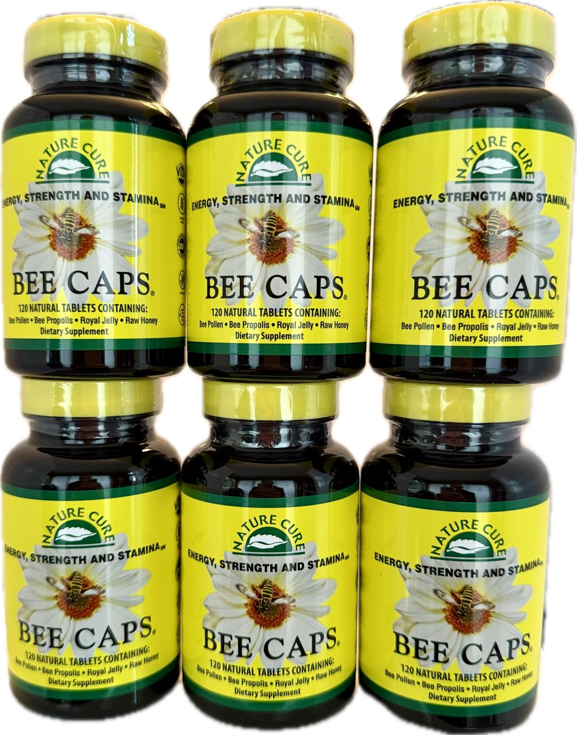 Original Bee Caps in Brown Bottles - 6 Pack - 120 Count Each Bottle