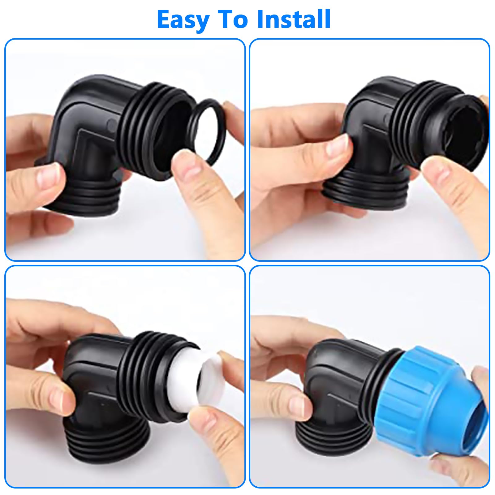 Gomito 90° Per Tubo Da Giardino Ø32 Mm Con Fascette In Acciaio Inox – Raccordo A Pressare Per Piscina E Irrigazione, Plastica Resistente