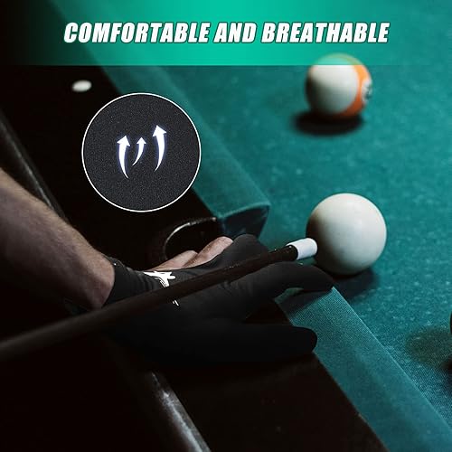 Miniatura 4 de 20 guantes de billar para billar con tres dedos, guantes de billar para mano izquierda y derecha, guantes deportivos universales para mujeres y