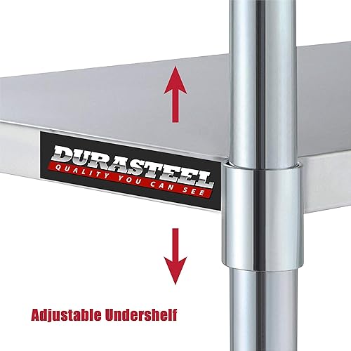 Vista 17 de DuraSteel Estante inferior galvanizado para mesas de trabajo – Estante inferior extra ajustable para mesas de trabajo de acero inoxidable y madera