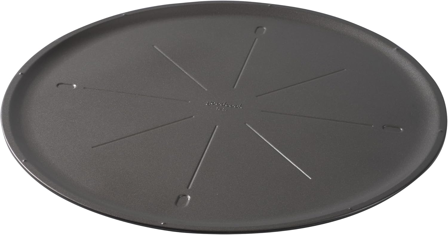 GoodCook Everyday Nonstick Steel Pizza Pan, Built-In Cutting Guide, 16-Inch, Gray