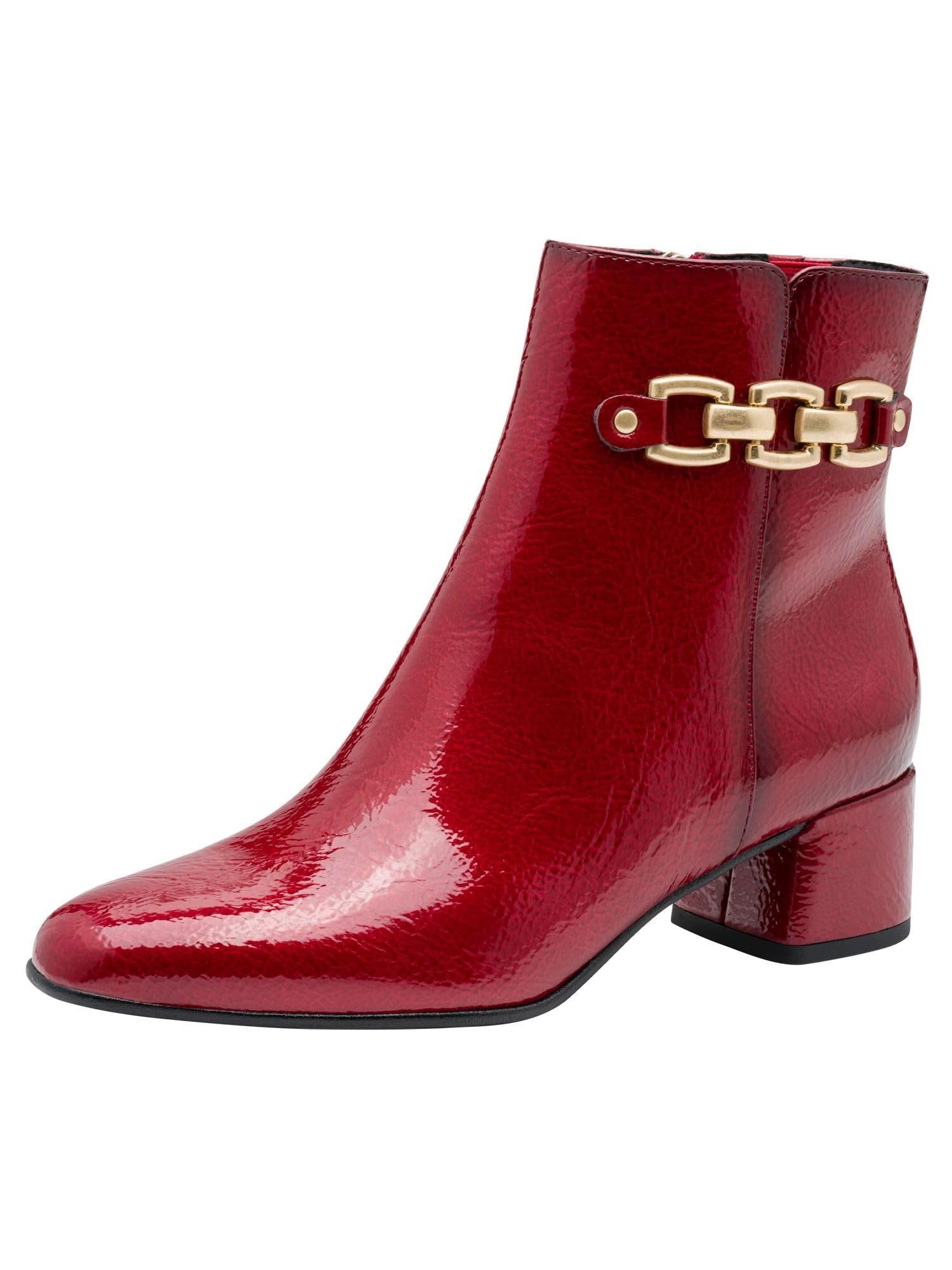 MARCO TOZZI Women's 2-25352-45 Ankle Boots, Dk Red Pat, 8.5 UK