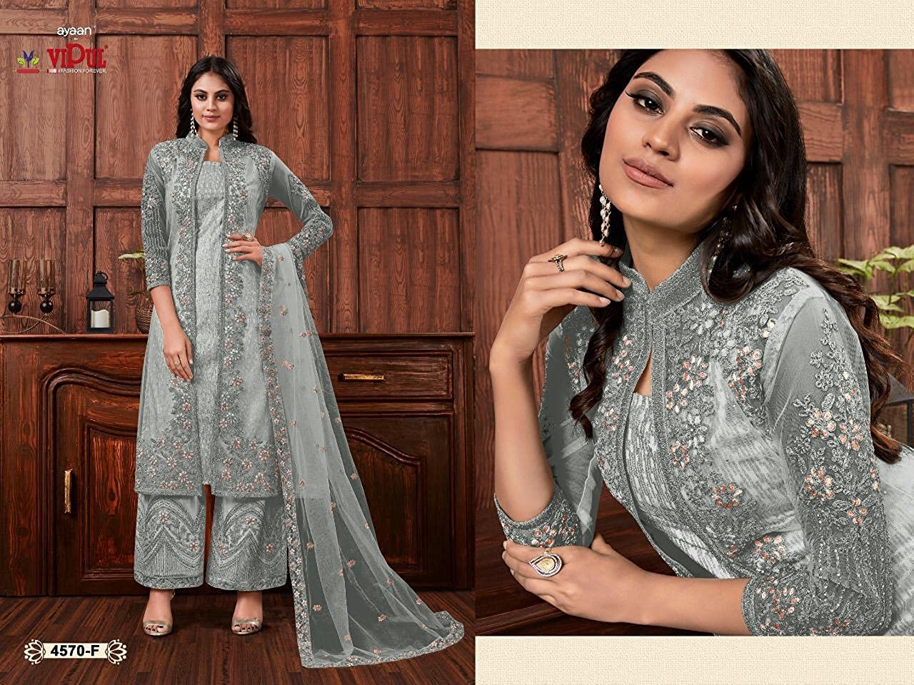 Damski projektant gotowy do noszenia haft praca tradycyjne ubrania Shalwar Kameez Palazzo garnitury, Wybór 1, 34