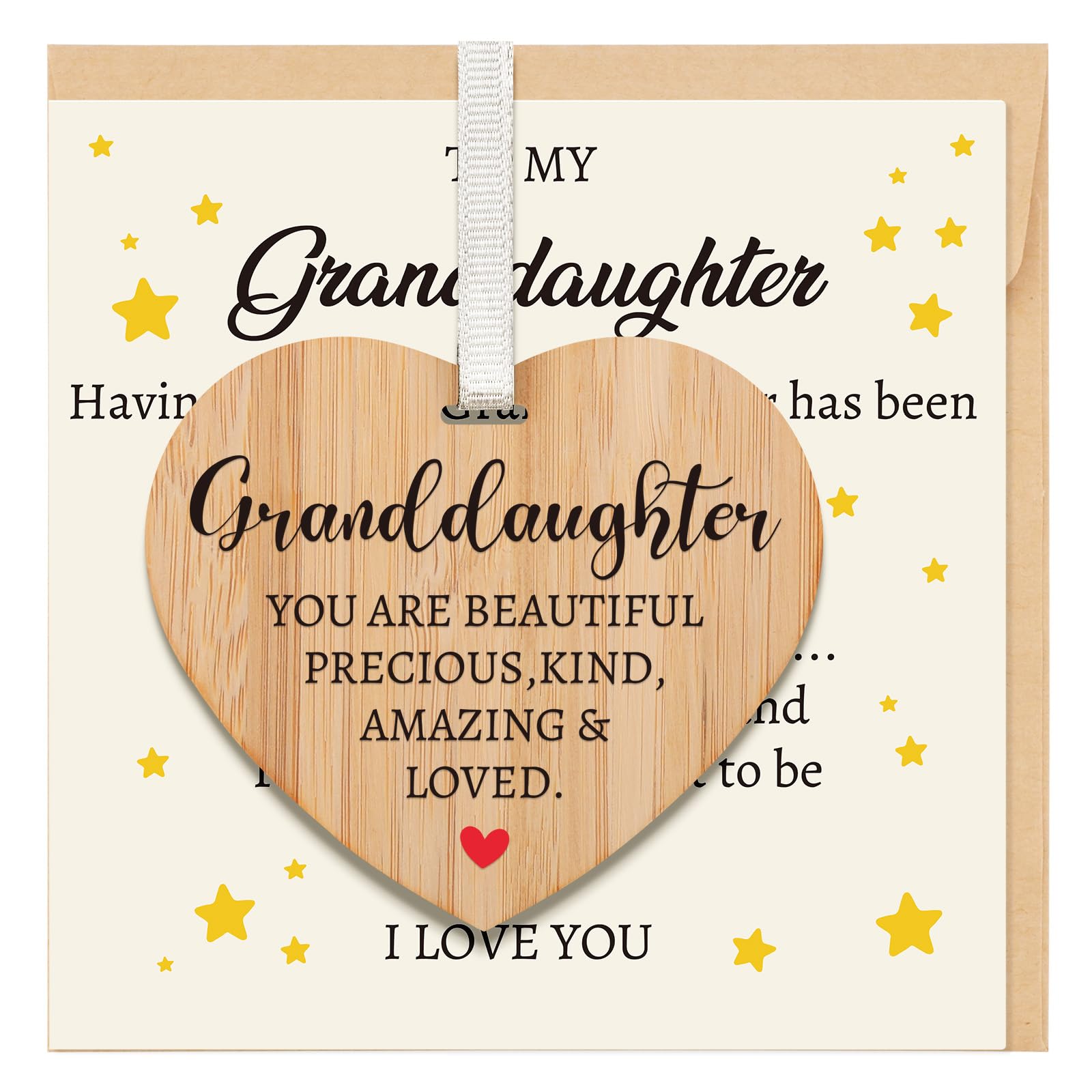 Welsky Granddaughter Birthday Cards with Envelope, Birthday Card Granddaughter with Wooden Plaque, 11th 18th 21st Birthday Graduation Christmas Wedding Gifts for Granddaughters Girl Adult from Grandma — image 1