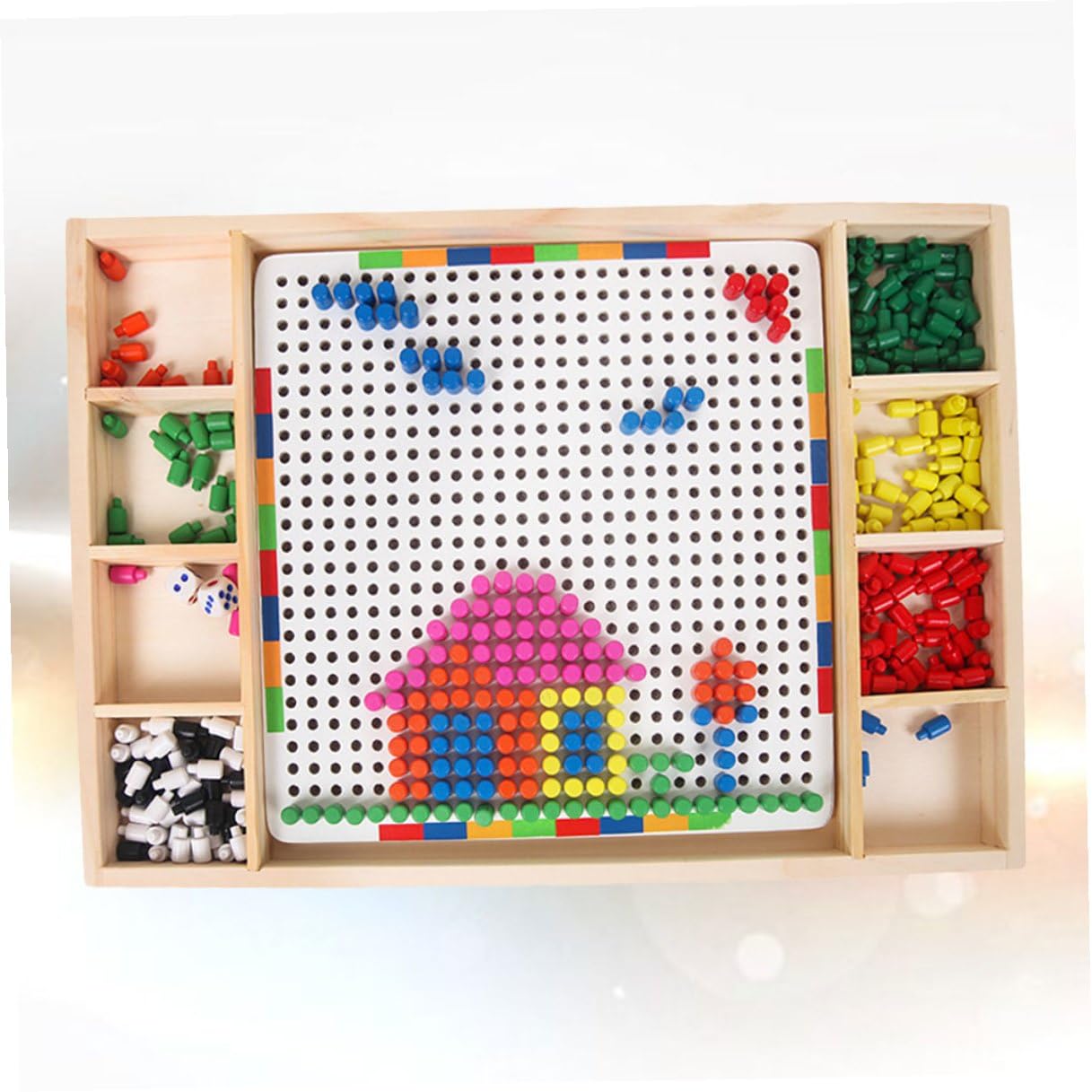 SOIMISS Gioco Educativo Chiodini a Forma di Fungo per Bambini, in Plastico Bianco, Arricchisce Creatività e Immaginazione, per Compleanni e Vita Quotidiana