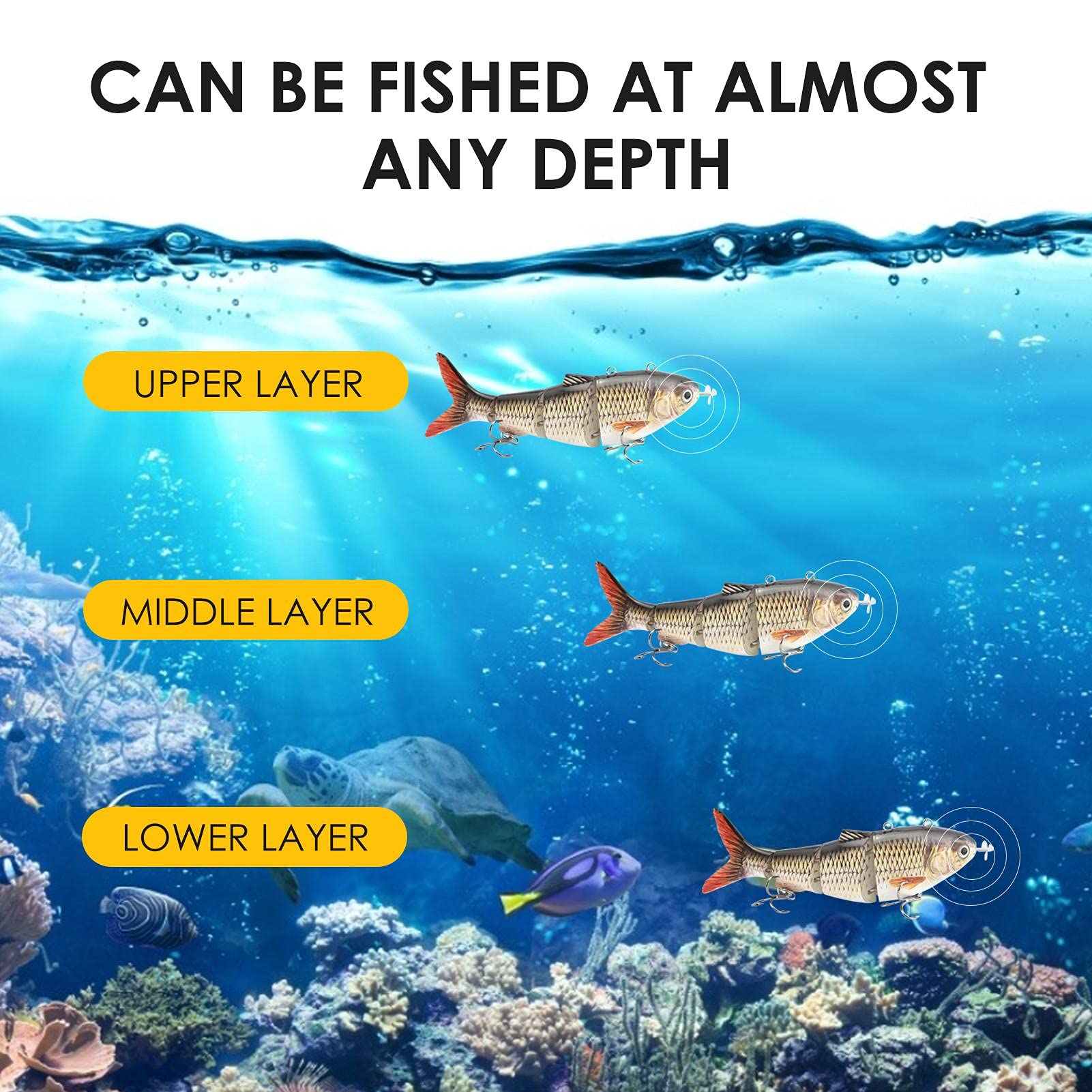 Leurres De Pêche Carnassier - Leurre De Pêche Electrique Robotique avec 5,5" lumière LED USB Rechargeable À 4 Segments Wobbler Multi-articulé À Oscillation Automatique À Immersion Lente Turluttes