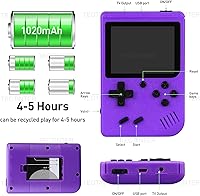 Vista 7 de Consola de juegos de mano retro, consolas portátiles de videojuegos retro 500 juegos clásicos FC, batería recargable de pantalla de 3.0 pulgadas