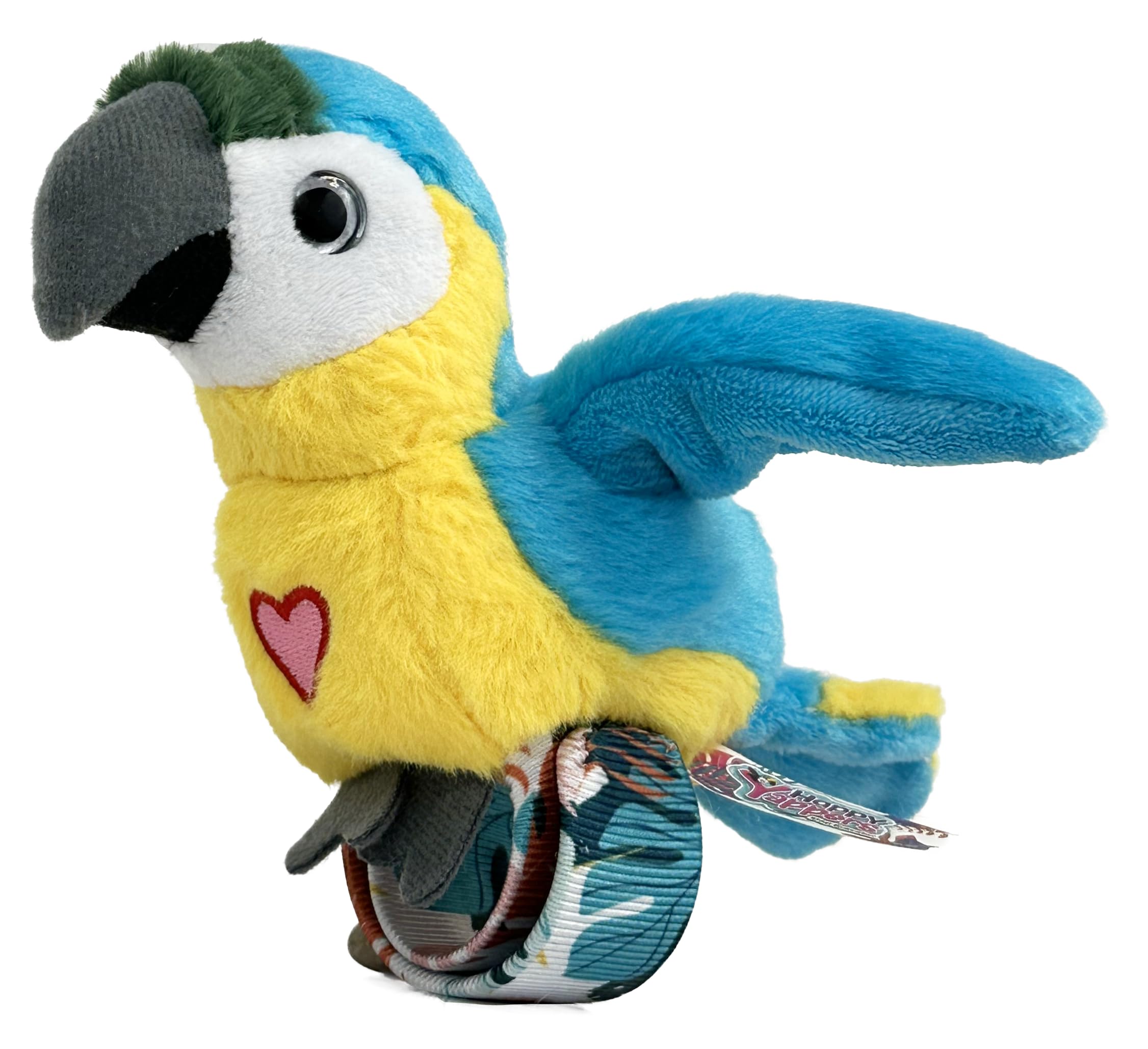 Rainbow Designs Happy Yappers Blue Parrot Interactive Plush Bird