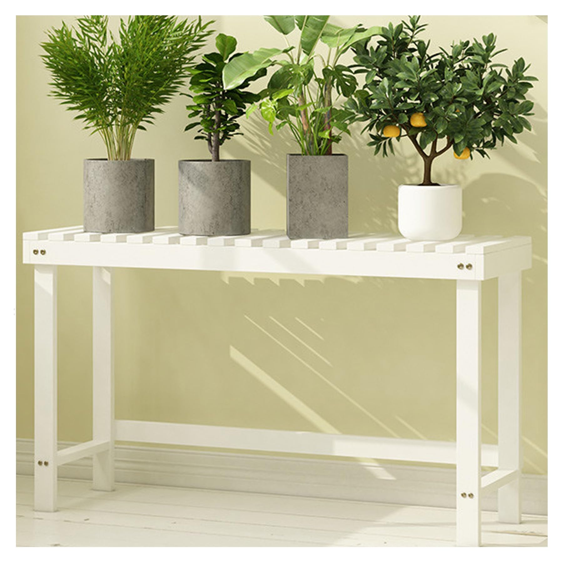 Supporto per Fiori in Legno con Gradini da Giardino Supporto per Piante Verdi da Balcone Supporto per Vasi da Fiori per Soggiorno Supporto per Decorazioni da Giardino(Bianca,78x25x45cm)