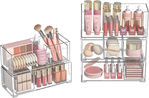 Miniatura 4 de Cajones de almacenamiento apilables de plástico transparente, organizador de cajones de baño, organizador de gabinete de medicina, organizadores de