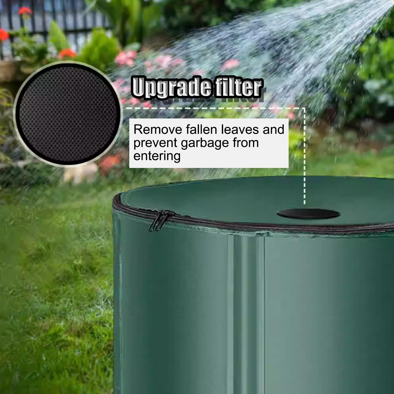 Serbatoio d'Acqua Portatile da 1000 Litri, barile per la Raccolta dell'Acqua piovana, Serbatoio di stoccaggio dell'Acqua da Giardino, Sistema di Raccolta dell'Acqua Esterna per Un'