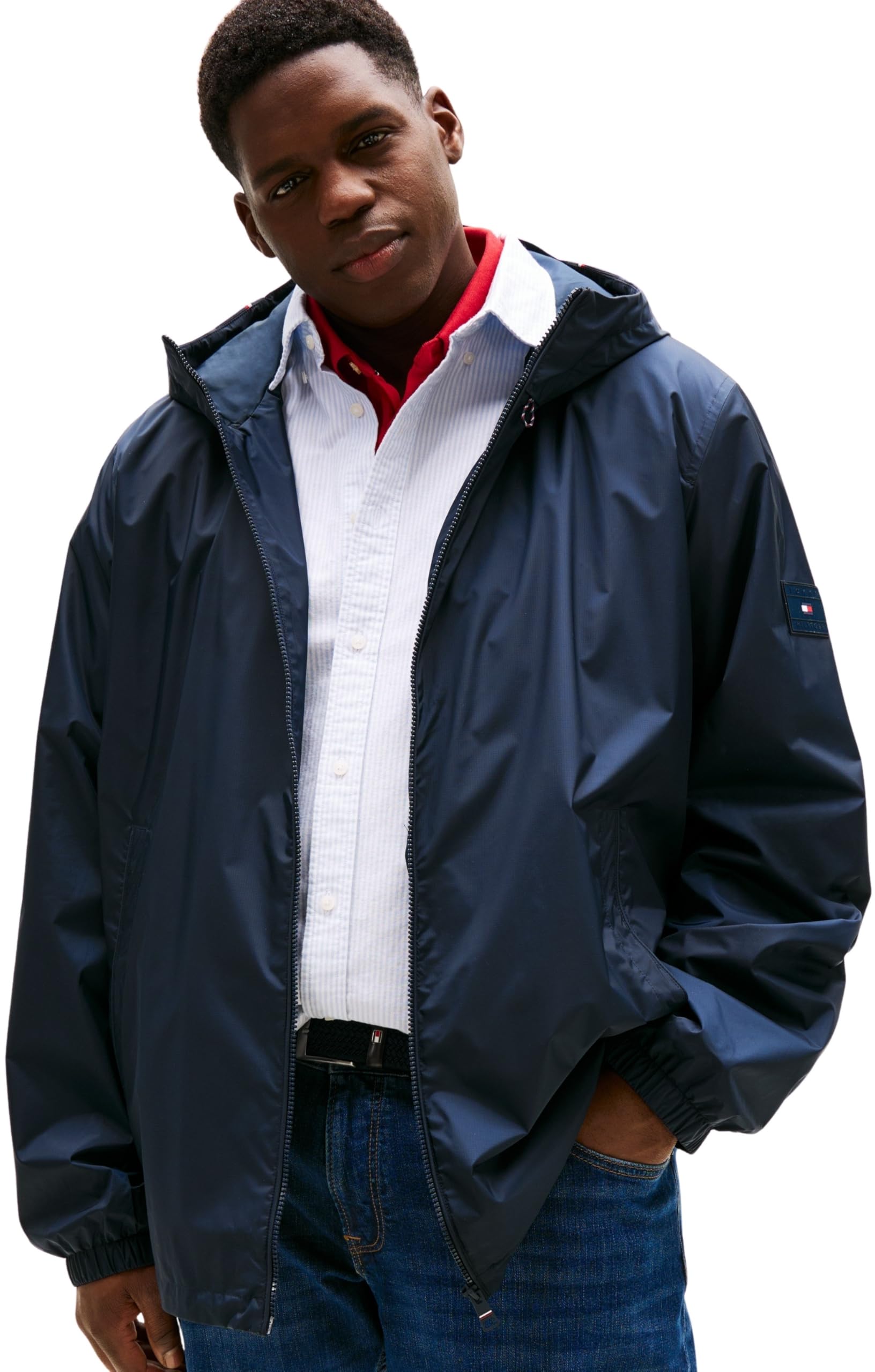 Tommy Hilfiger Men’s Sporty Hooded Windbreaker, Blue (Desert Sky), 5XL