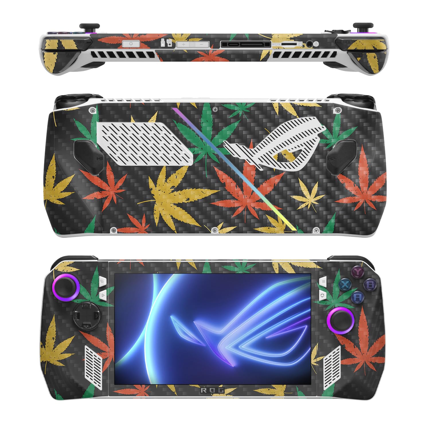 MightySkins Carbon Fiber Skin Compatible with Asus ROG Ally - Rastafari Kush | Protective, Durable Textured Carbon Fiber Finish | Easy to Apply