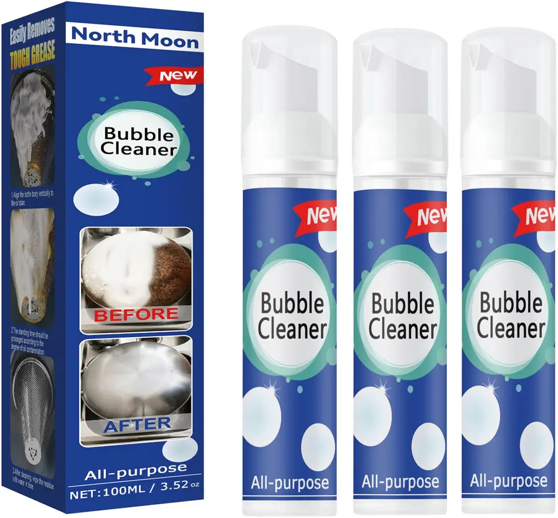 JeurLrok Bubble Cleaner, All Purpose Bubble Cleaner Kitchen Deep Cleaning Spray, All-purpose Rinse-free Cleaning Spray(3PC)