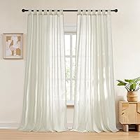 Vista 11 de RYB HOME - Cortinas de lino con textura transparente, 2 paneles