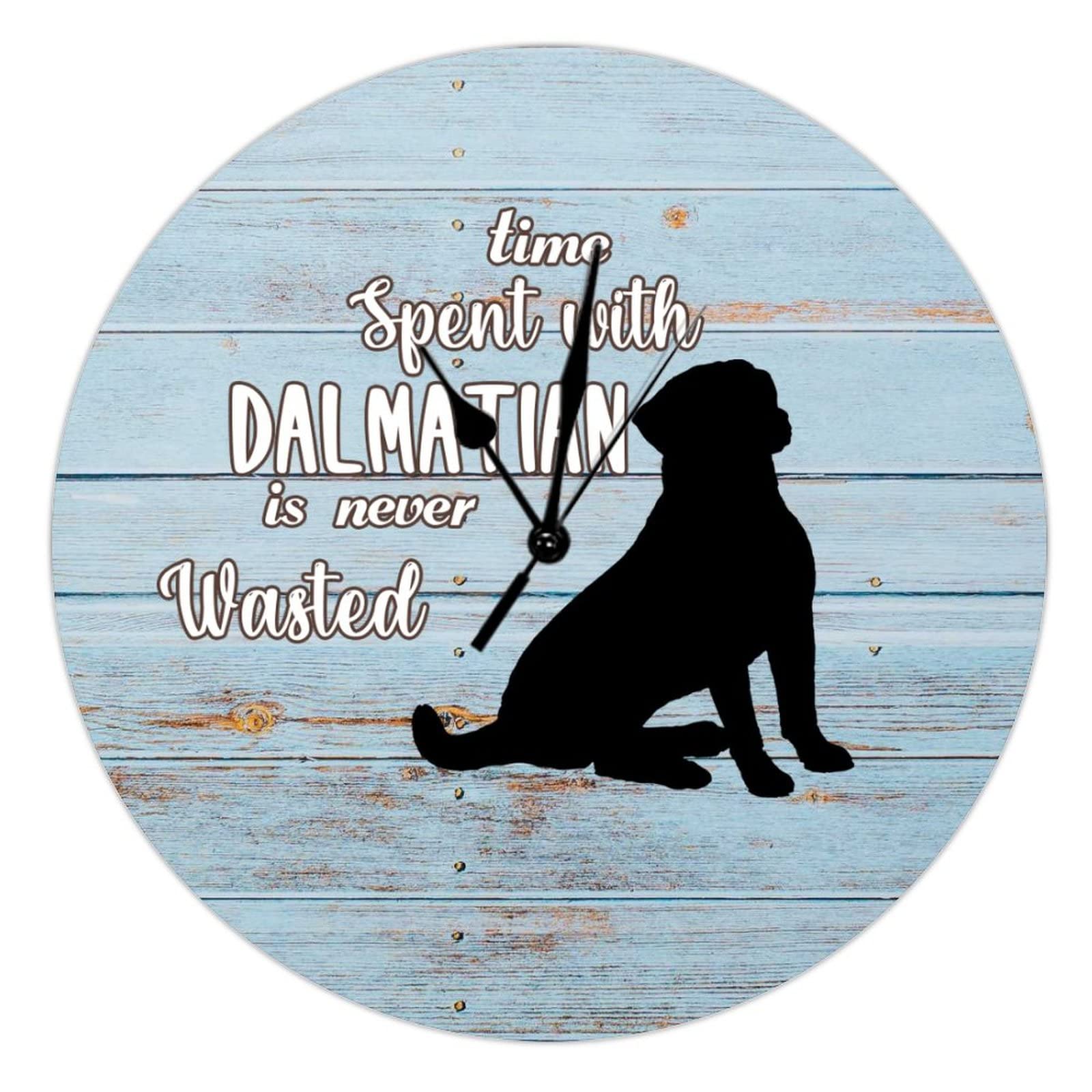 Horloge murale en bois 38cm pour bureau et chambre avec citation chien