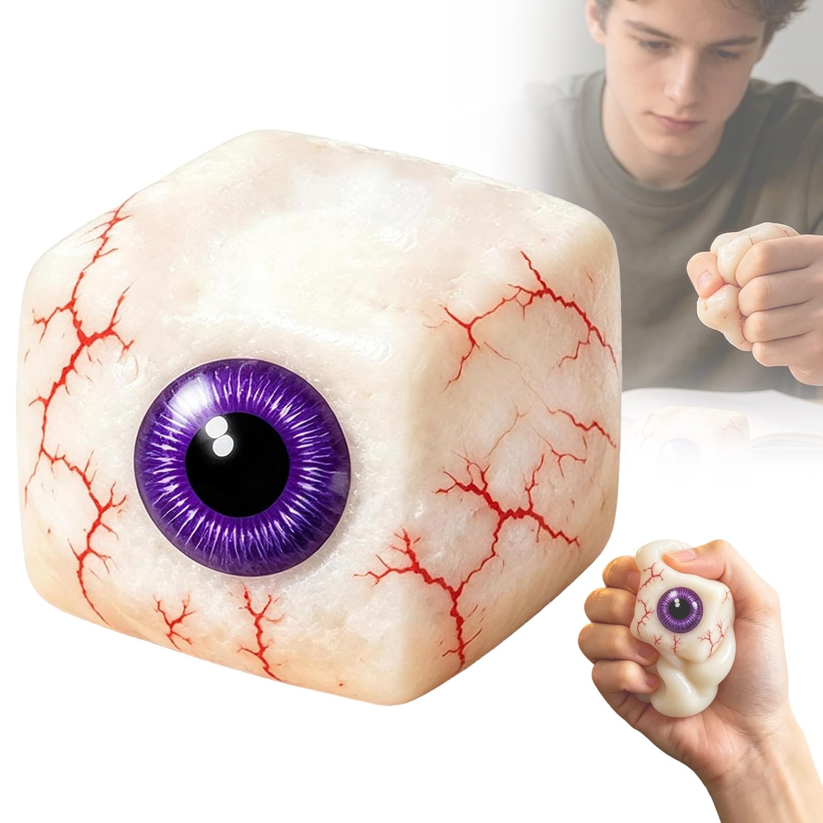 Squishy Stress Relief Ball, Crunchy Squeeze Fidget Toy for Halloween Office Home Party Gift Desktop Decoration (G- Eye) — image 1