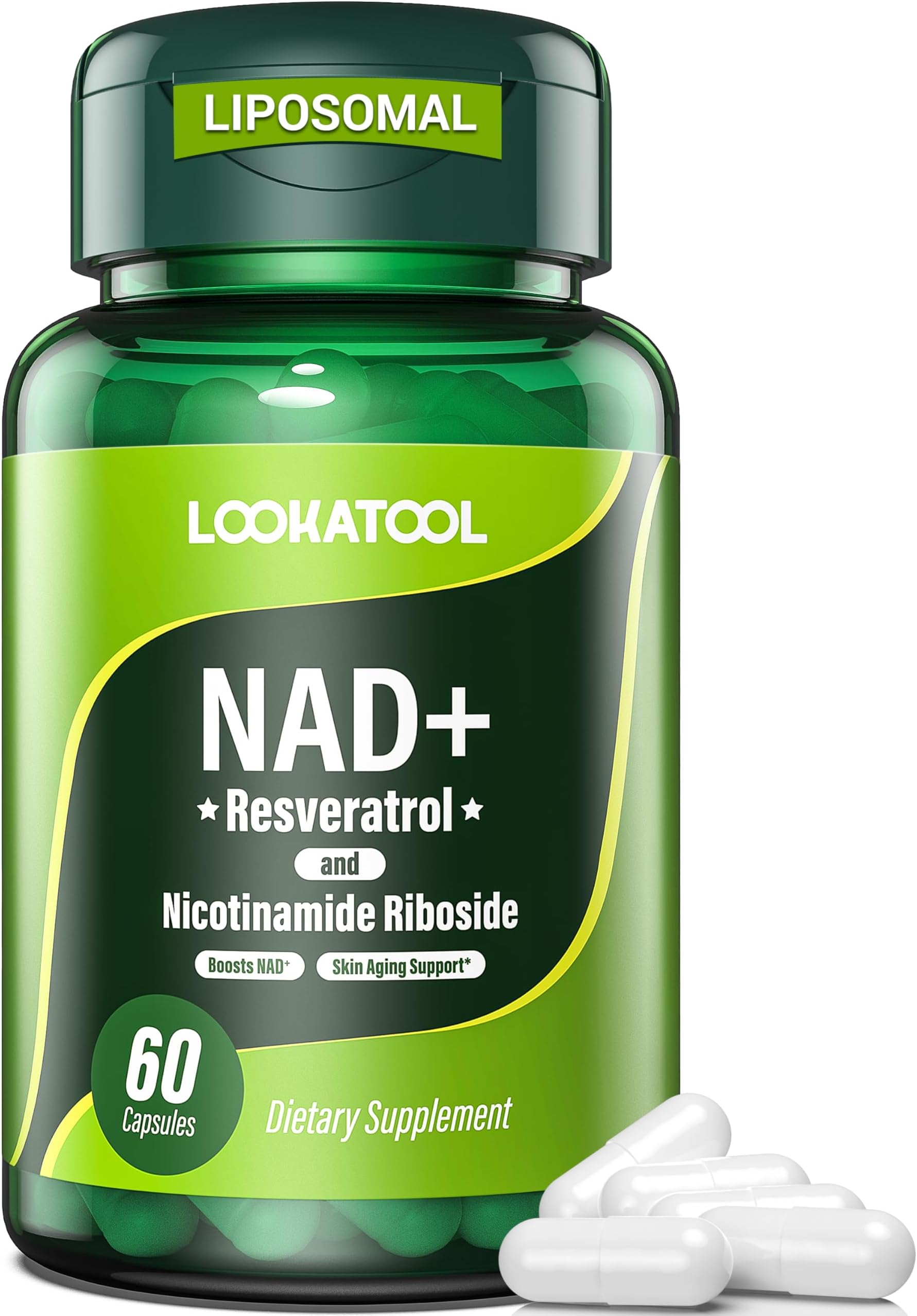 NAD+ Resveratrol Supplement, Liposomal Resveratrol, Quercetin NR Supplement for Anti-Aging, Focus, Energy,60 Capsules