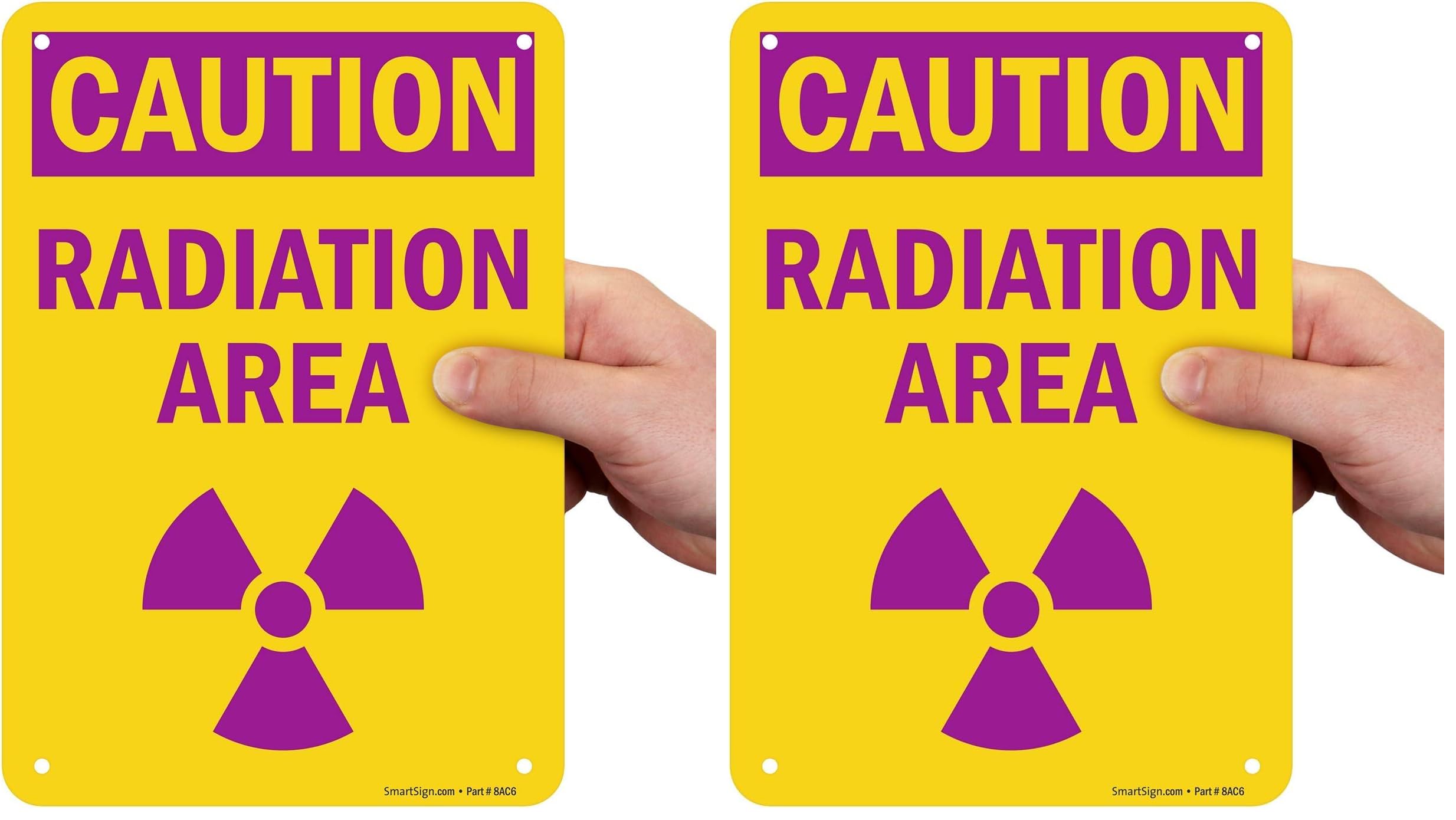 SmartSign 10 x 7 inch “Caution - Radiation Area” OSHA Sign with Symbol, Digitally Printed, 55 mil HDPE Plastic, Purple and Yellow — Amazon image 6