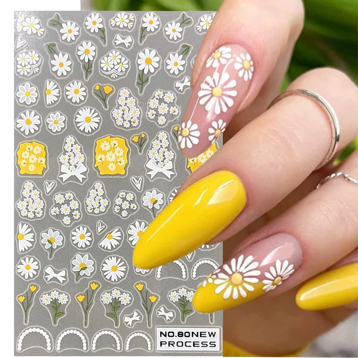 Amazon.com: Daisy Nail Art Sticker 5D Exquisite Nail Art Supplies