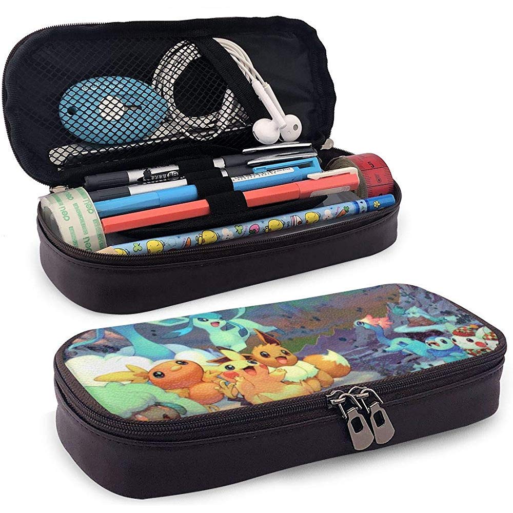 E-evee Evolution Pencil Case, Casual Leather 3D Printed Pen Bag Pencil Pouch with Zipper