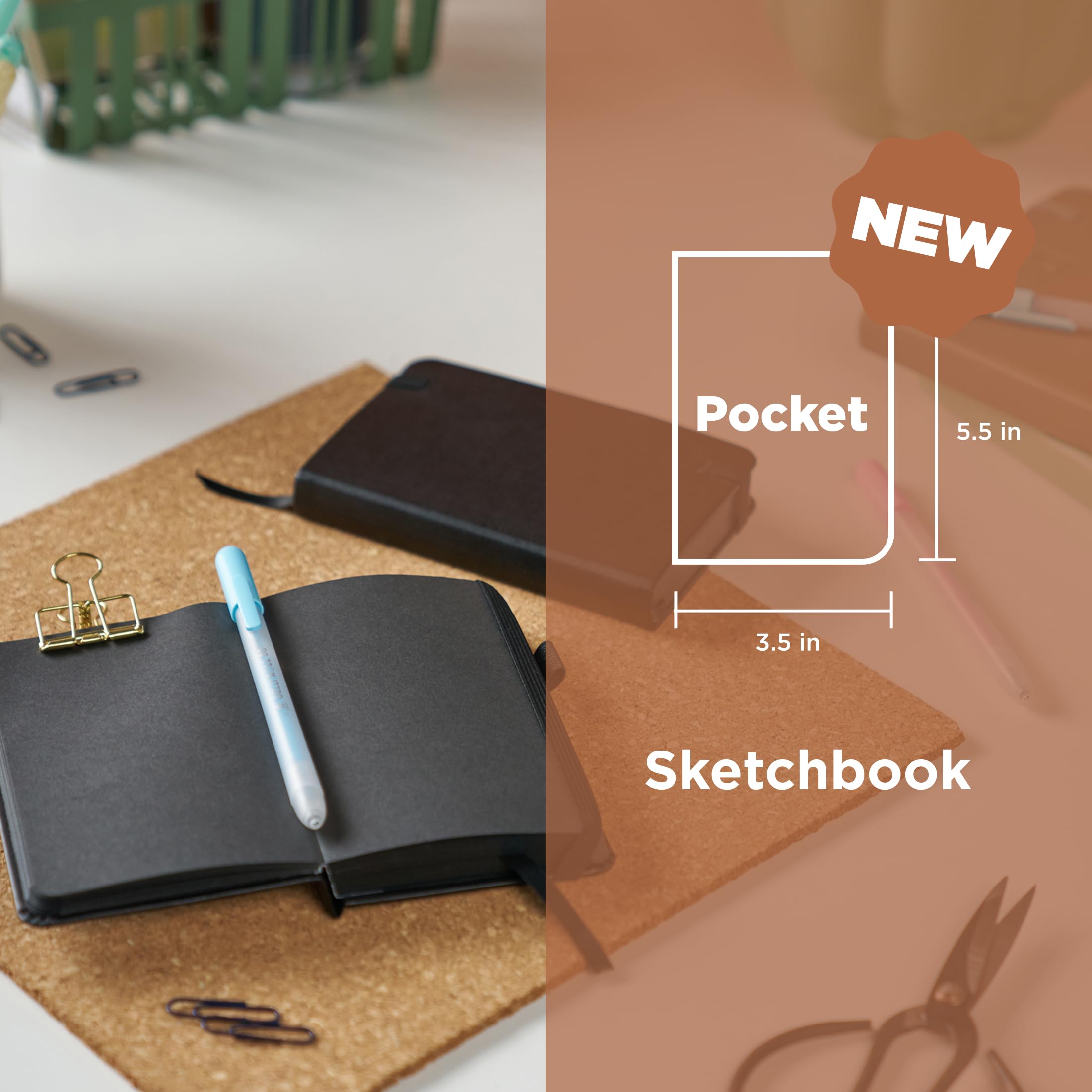 Sakura Skizzenbuch Pocket – Zeichnen Skizzenbuch für visuelles Journaling, Skizzieren & Illustration – 140 g/m² Papier – Hardcover – 160 Seiten – 8,9 x 14 cm – Schwarz – 2 Stück