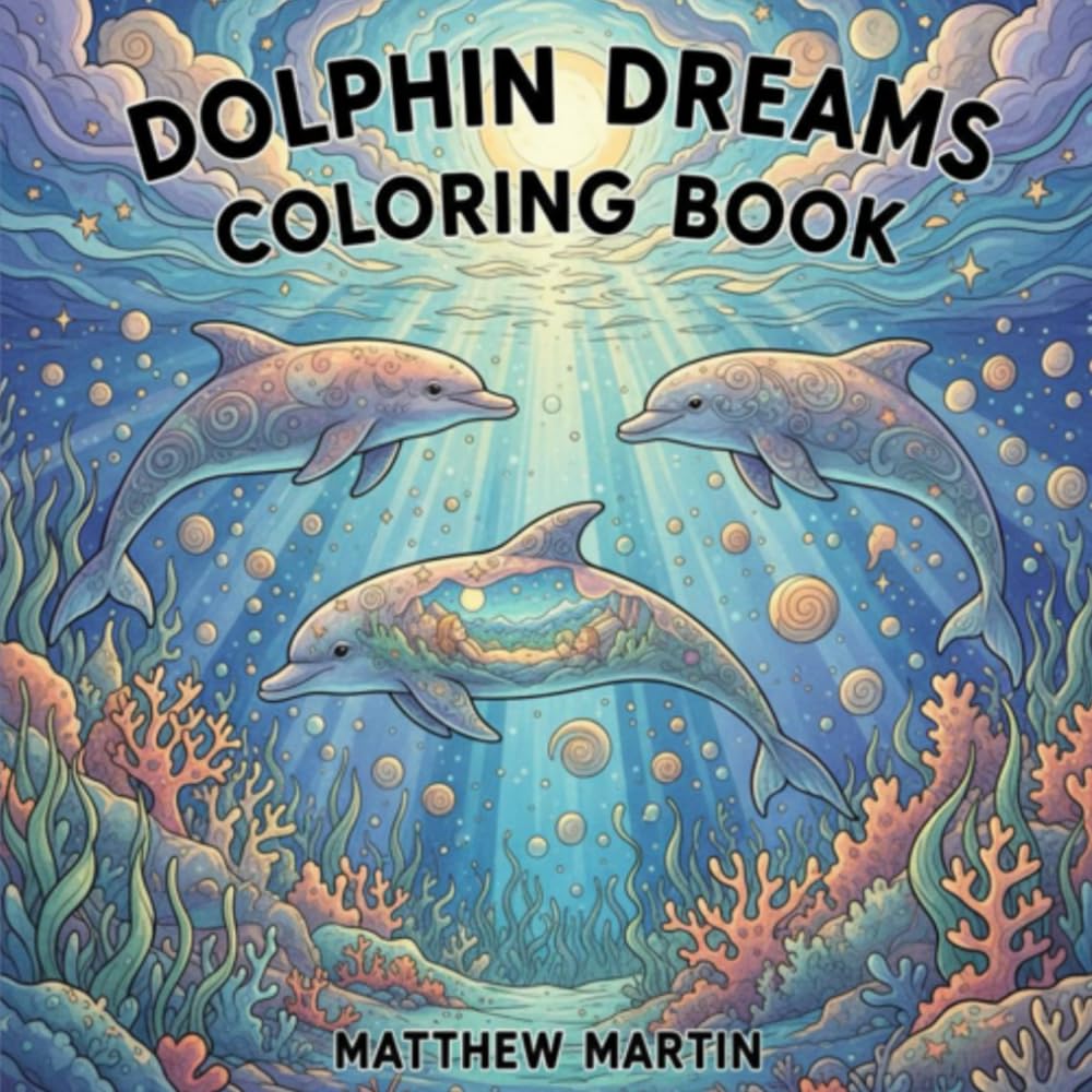 Dolphin Dreams Coloring Book: A Relaxing Adult Coloring Journey Through Watercolor-Inspired Ocean Scenes
